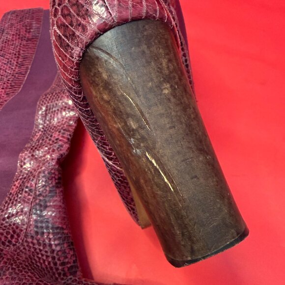 Juicy Couture Burgundy Snakeskin Leather Boots – Size 7.5 – 2010s Statement - Picture 6 of 13
